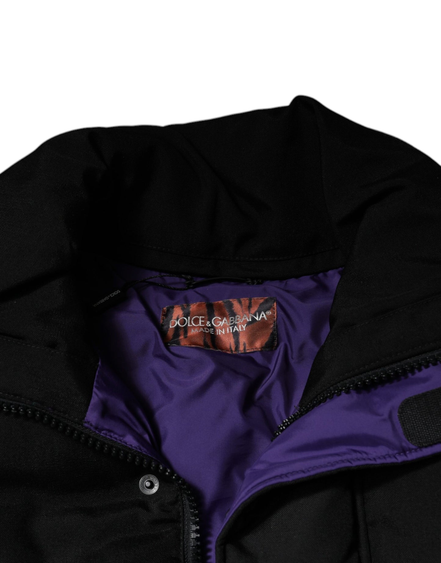 Chaqueta de hombre Dolce & Gabbana de nailon acolchada negra con cremallera completa