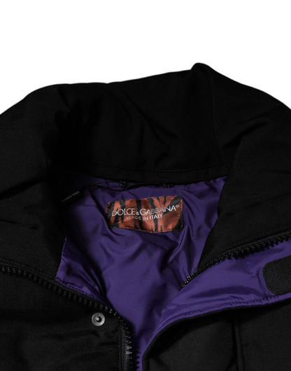 Chaqueta de hombre Dolce & Gabbana de nailon acolchada negra con cremallera completa
