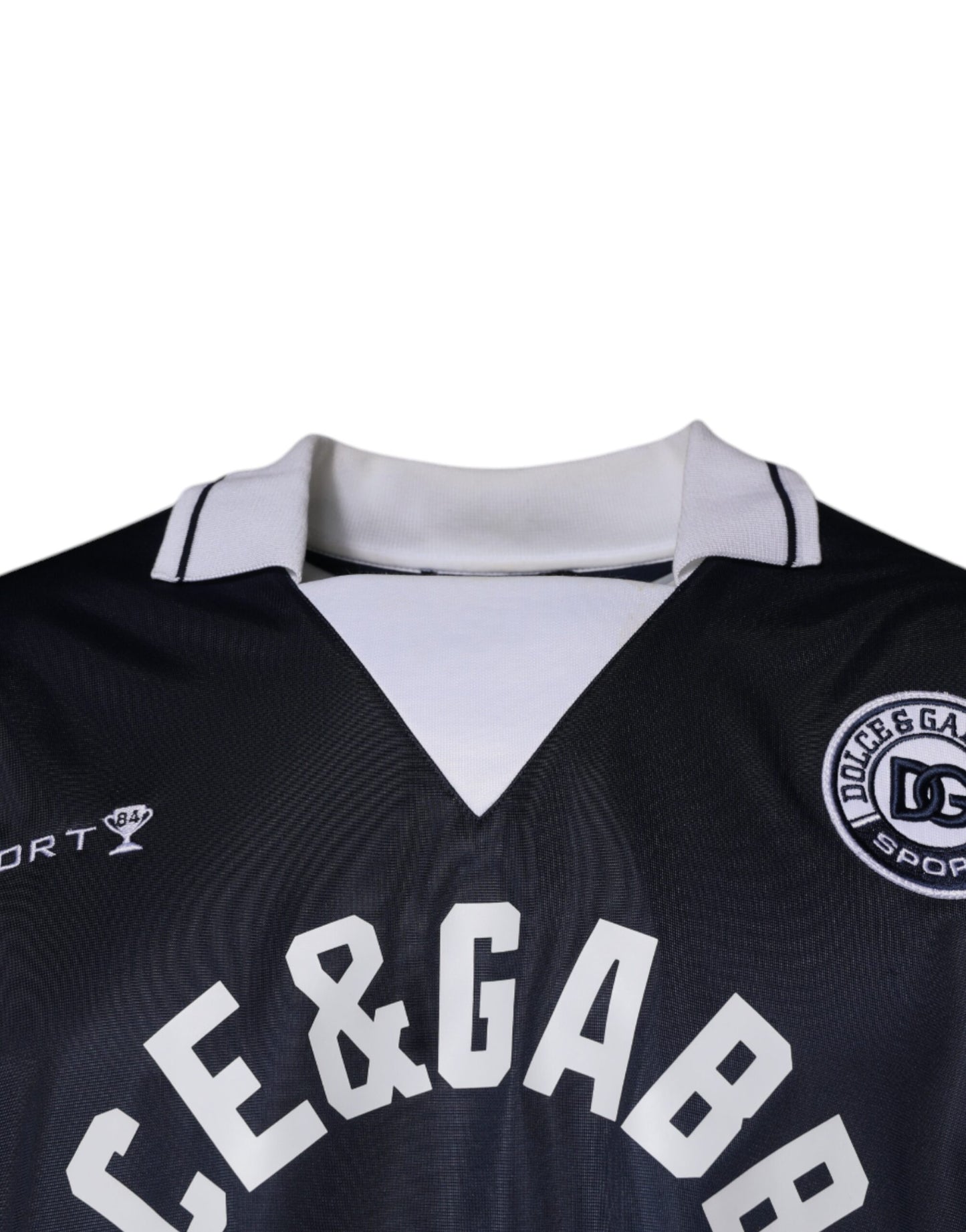 Pull Dolce & Gabbana bleu à col et logo en jersey