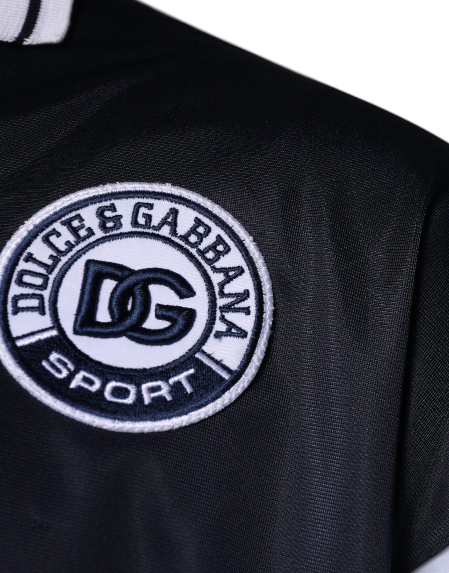 Pull Dolce & Gabbana bleu à col et logo en jersey