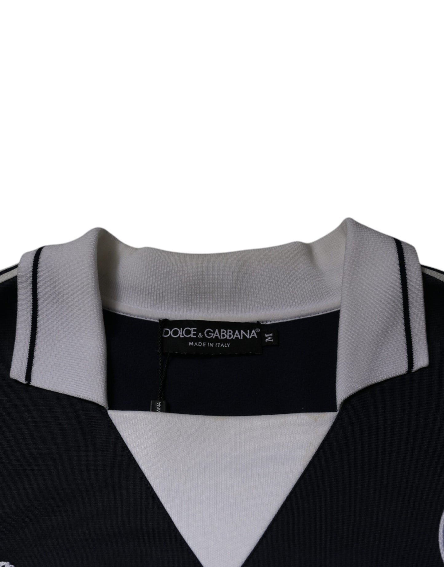 Pull Dolce & Gabbana bleu à col et logo en jersey
