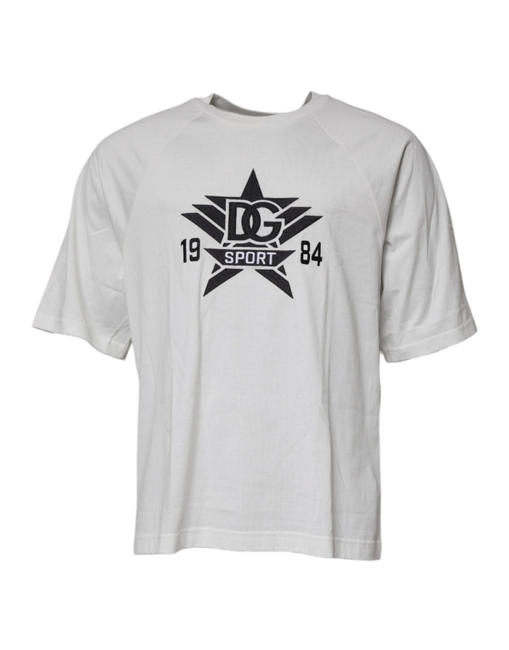 T-shirt à manches courtes Dolce & Gabbana blanc col rond DG Sport