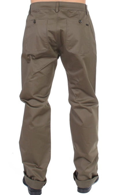 GF Ferre Green Cotton Stretch Comfort Fit Pants