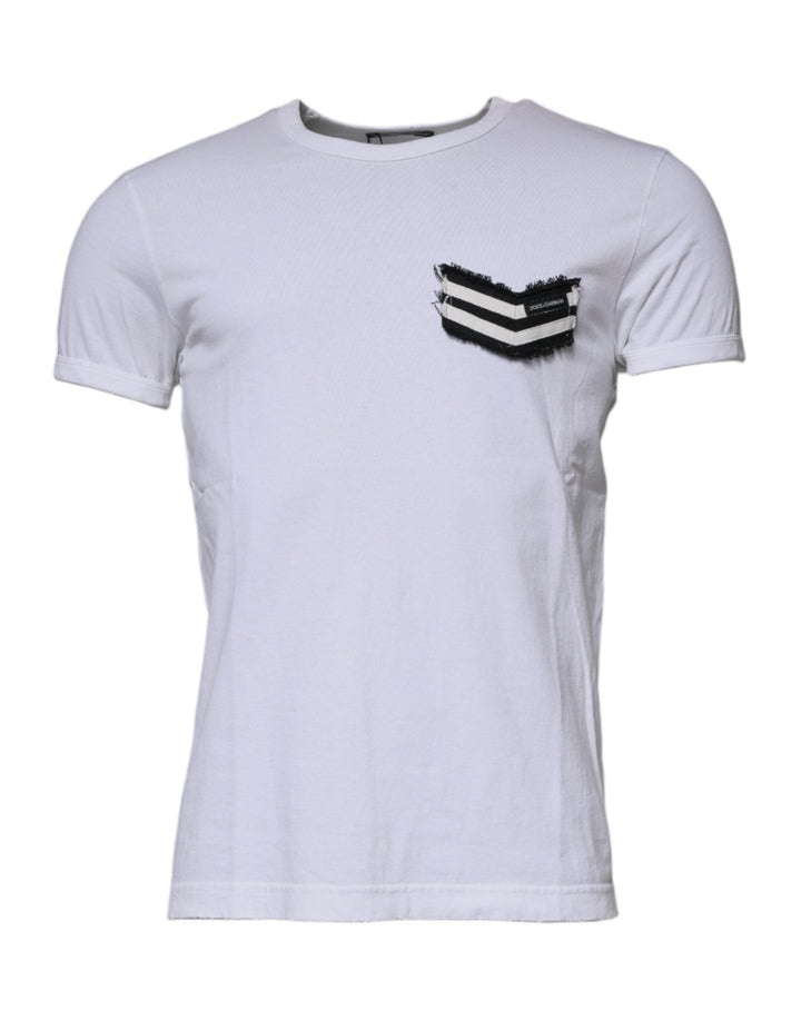 T-shirt Dolce & Gabbana Col Rond Manches Courtes Rayures Blanches