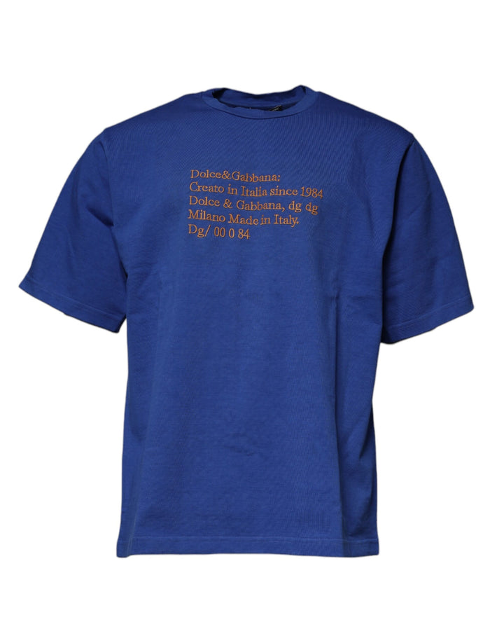 T-shirt Dolce & Gabbana en coton à imprimé graphique bleu et col rond