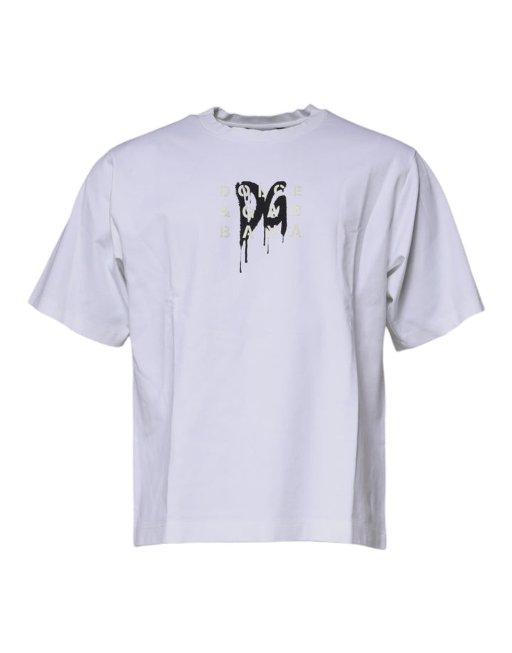 T-shirt col rond en coton blanc avec logo DG Dolce & Gabbana