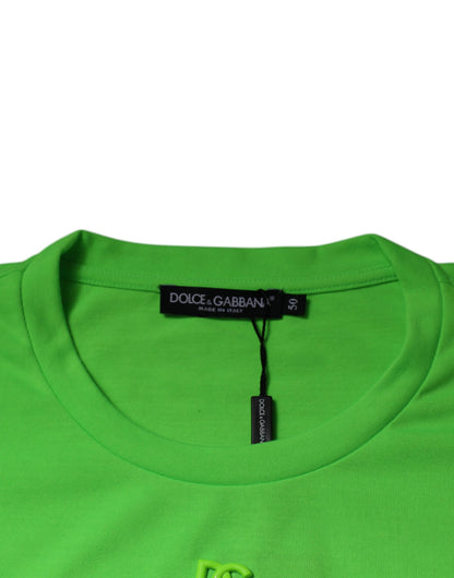 Camiseta Dolce & Gabbana de algodón con cuello redondo y logotipo DG en color verde