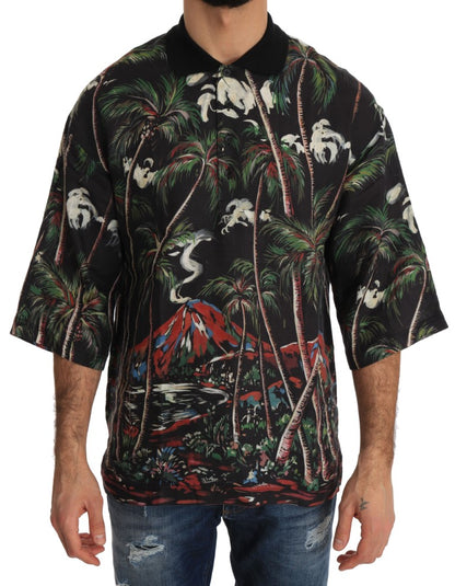 T-shirt Dolce & Gabbana Noir Volcan Sicile à Manches Courtes