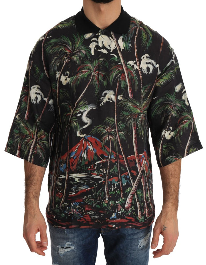 Camiseta de manga corta Volcano Sicily negra de Dolce & Gabbana