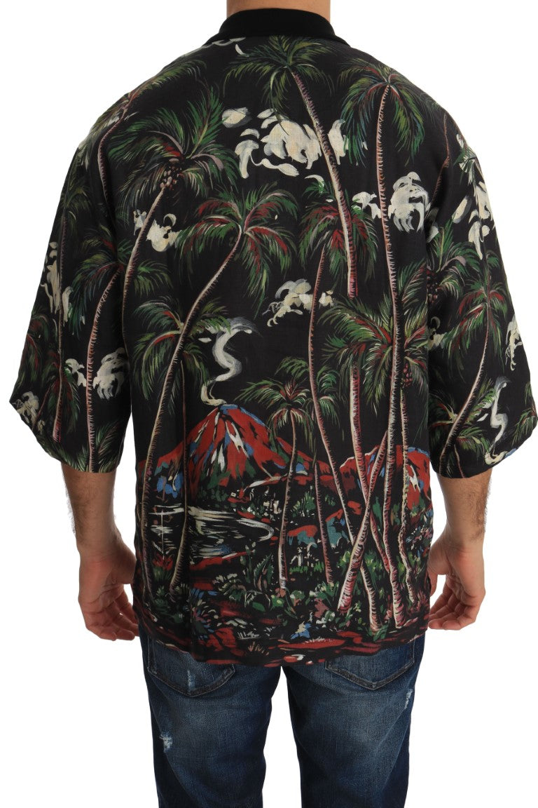 T-shirt Dolce & Gabbana Noir Volcan Sicile à Manches Courtes