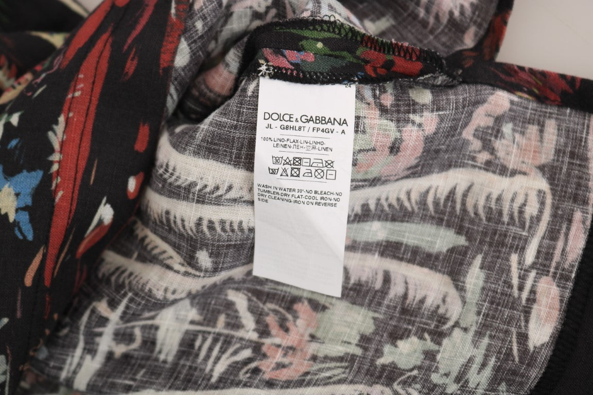 T-shirt Dolce & Gabbana Noir Volcan Sicile à Manches Courtes