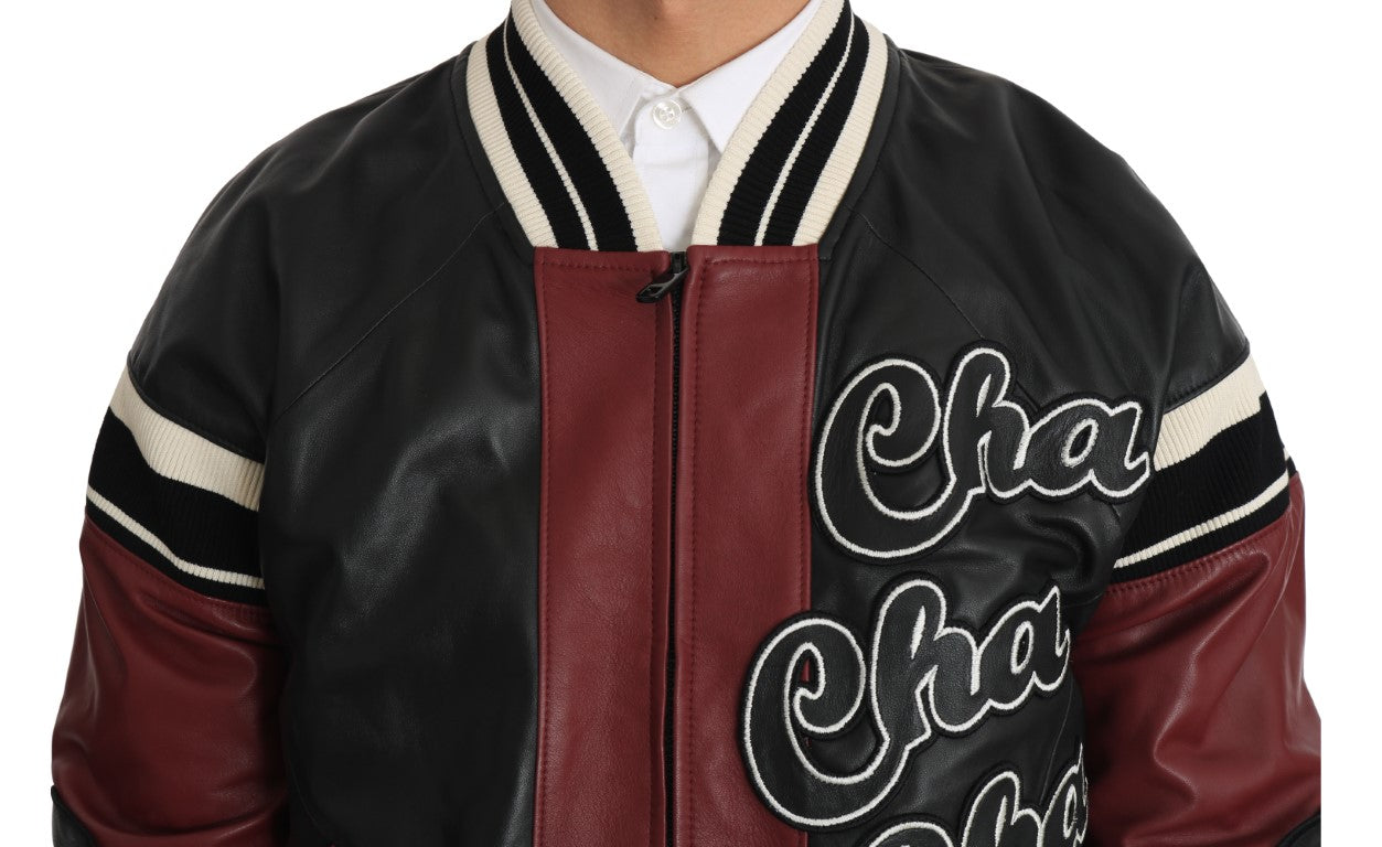 Veste Dolce & Gabbana en cuir Club Lounge noire et rouge
