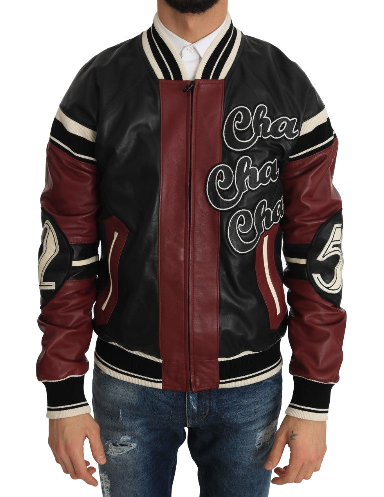 Veste Dolce & Gabbana en cuir Club Lounge noire et rouge