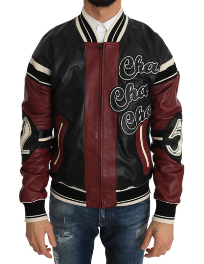 Veste Dolce & Gabbana en cuir Club Lounge noire et rouge