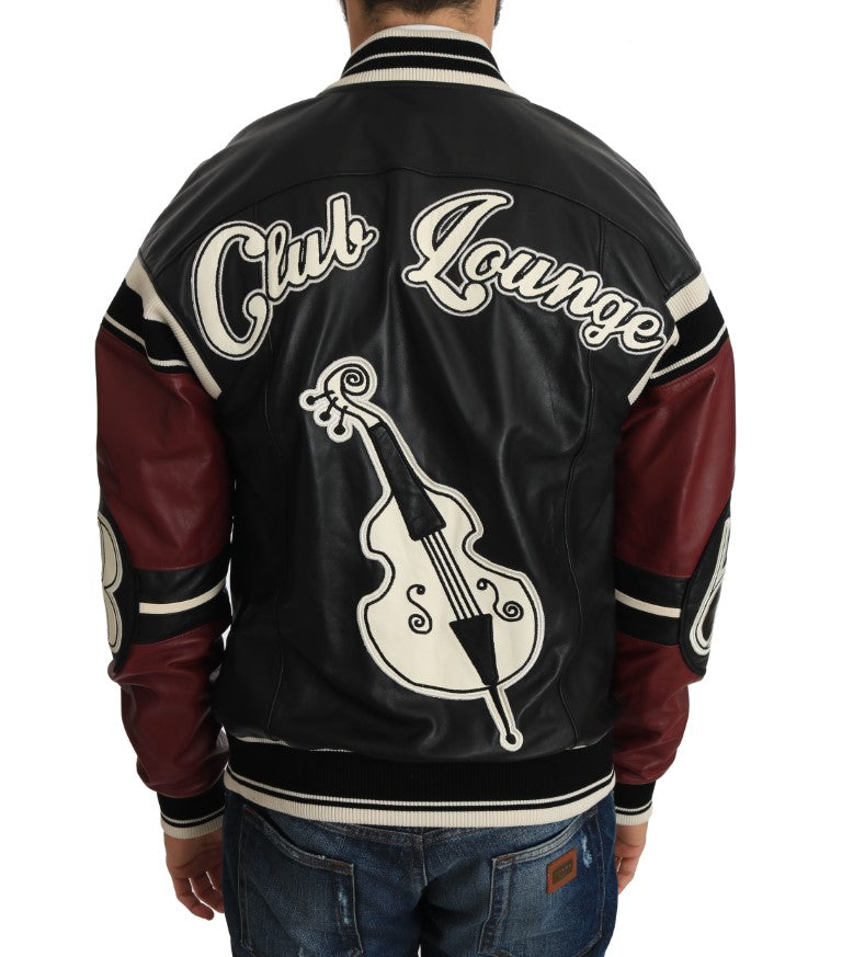 Veste Dolce & Gabbana en cuir Club Lounge noire et rouge