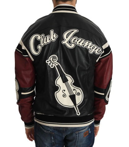 Veste Dolce & Gabbana en cuir Club Lounge noire et rouge