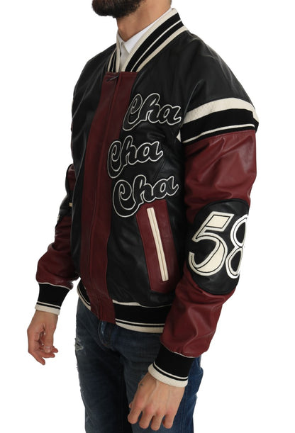 Veste Dolce & Gabbana en cuir Club Lounge noire et rouge