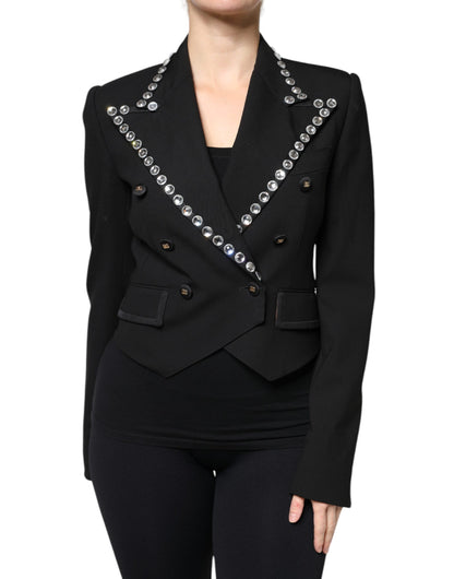 Veste de blazer croisée Dolce & Gabbana en cristal noir