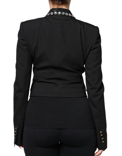 Veste de blazer croisée Dolce & Gabbana en cristal noir