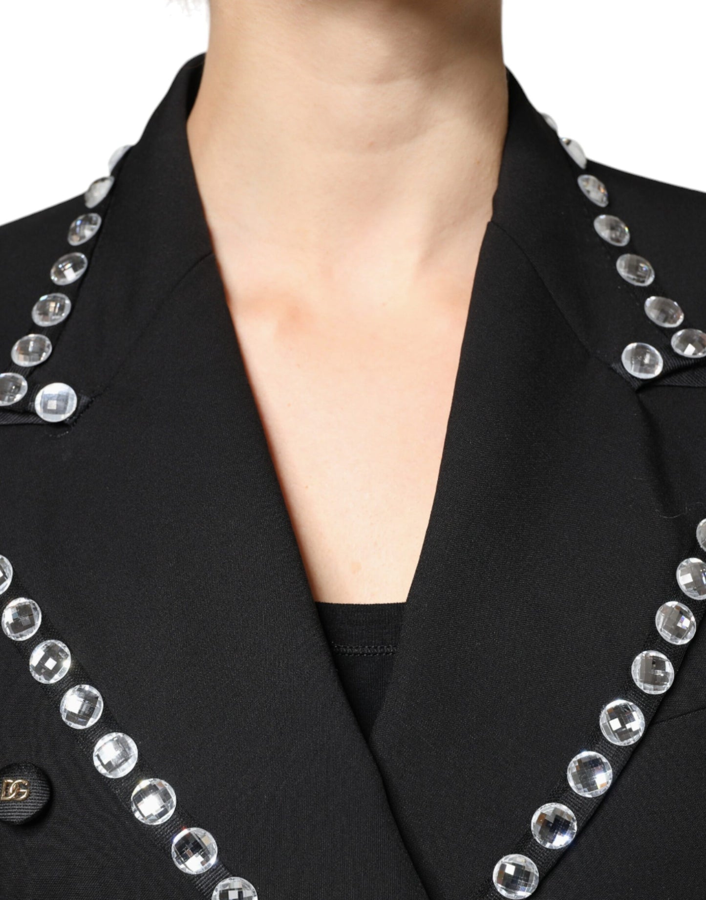 Veste de blazer croisée Dolce & Gabbana en cristal noir