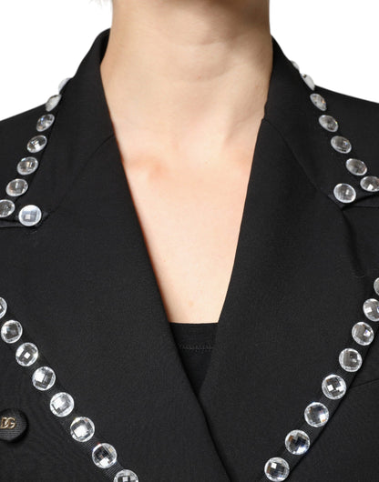 Veste de blazer croisée Dolce & Gabbana en cristal noir