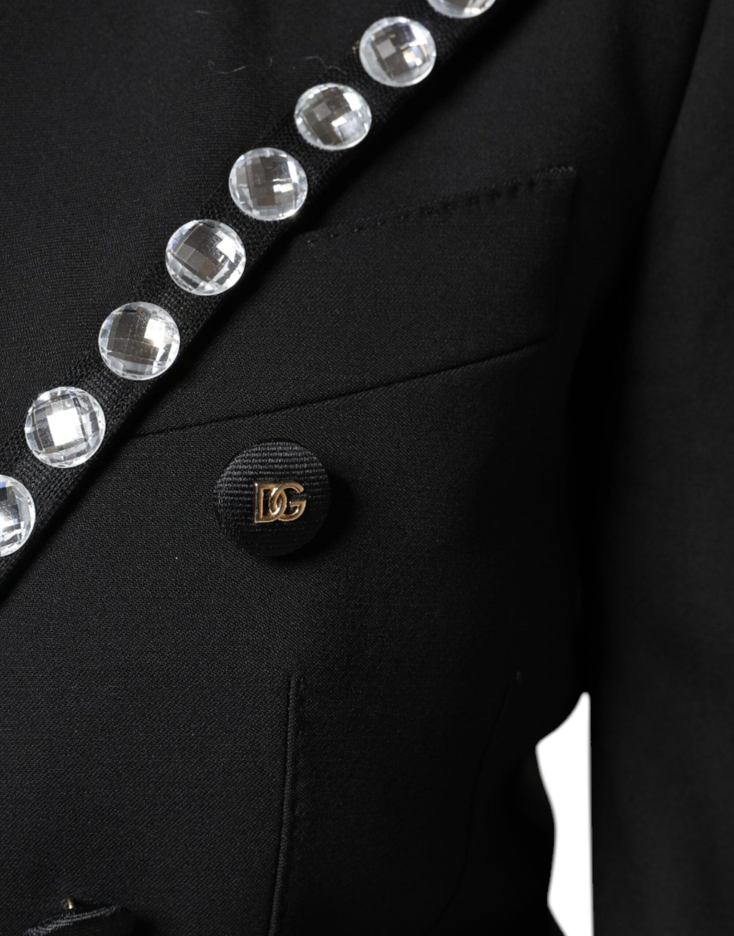 Veste de blazer croisée Dolce & Gabbana en cristal noir