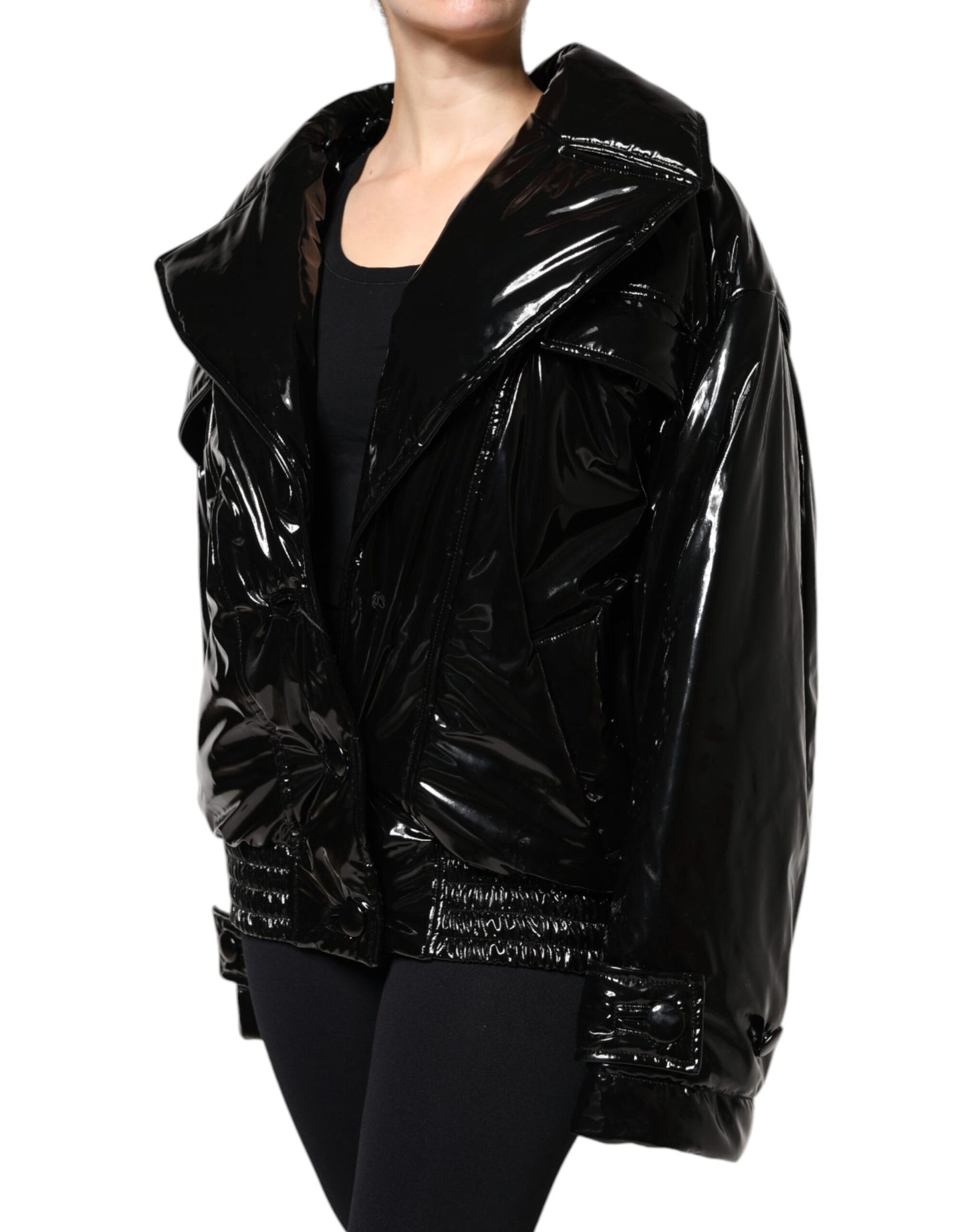 Blouson noir Dolce & Gabbana en polyester avec boutons