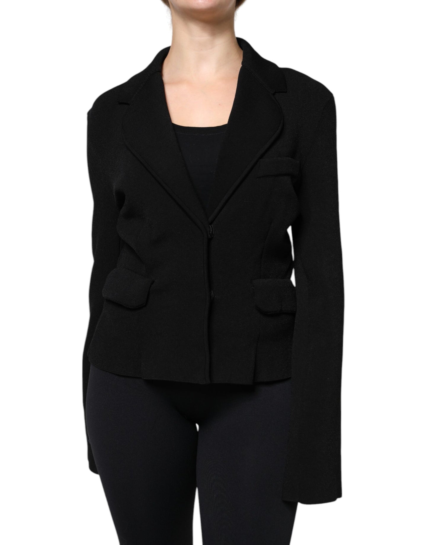 Veste blazer Dolce & Gabbana noire en viscose à boutonnage simple