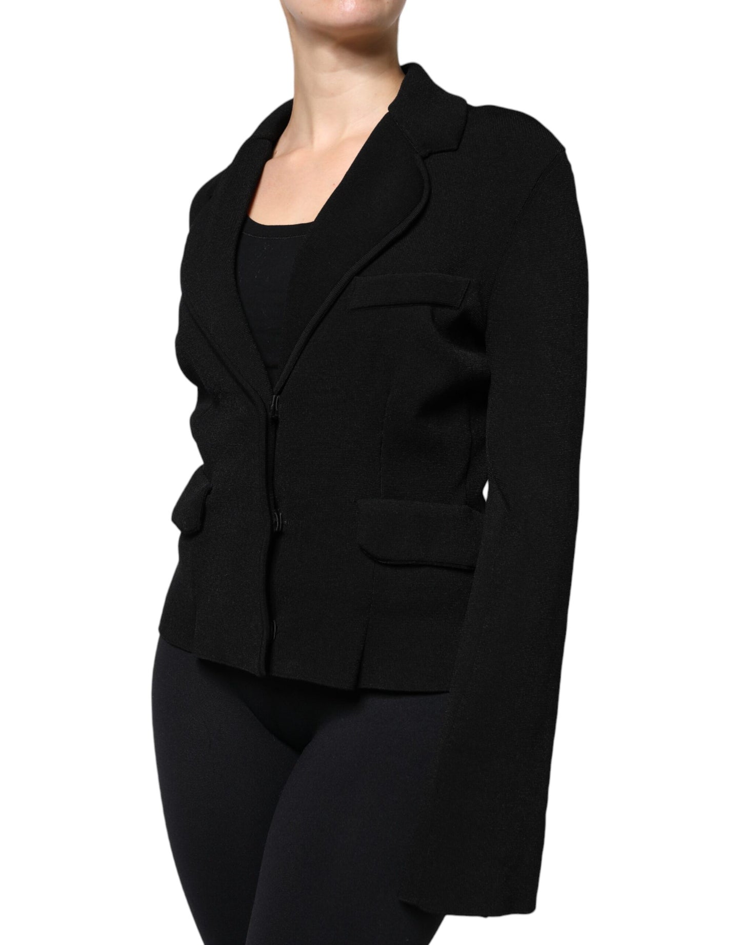 Veste blazer Dolce & Gabbana noire en viscose à boutonnage simple