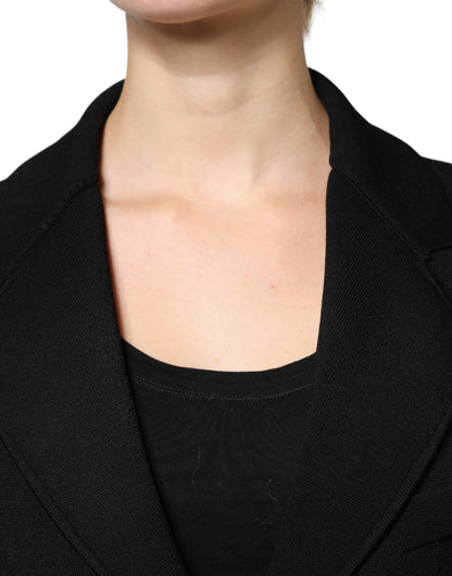Veste blazer Dolce & Gabbana noire en viscose à boutonnage simple