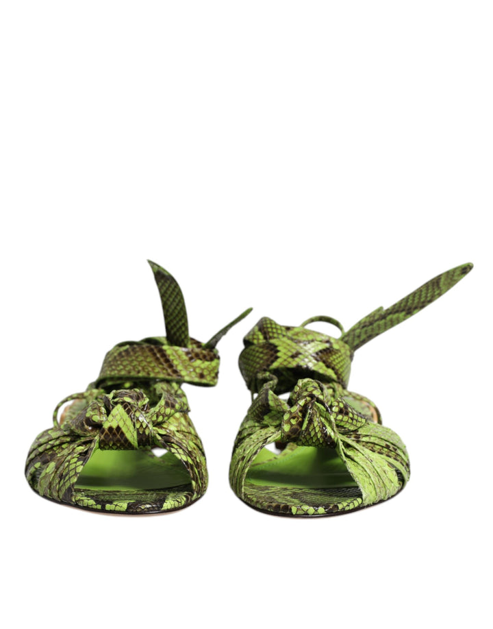 Zapatos Dolce & Gabbana Sandalias con estampado animal verde y tiras al tobillo