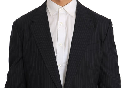Veste Manteau Blazer Slim en Laine Rayée Grise Dolce & Gabbana