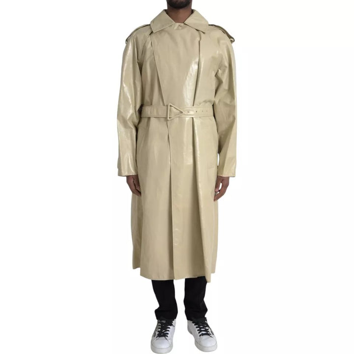 Trench-coat Veste en cuir d'agneau beige Bottega Veneta