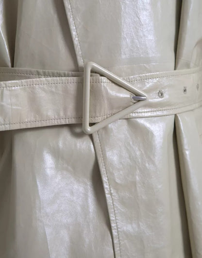 Chaqueta tipo gabardina de cuero de piel de cordero beige Bottega Veneta
