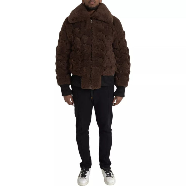 Manteau Veste Bottega Veneta en fourrure marron d'agneau retourné