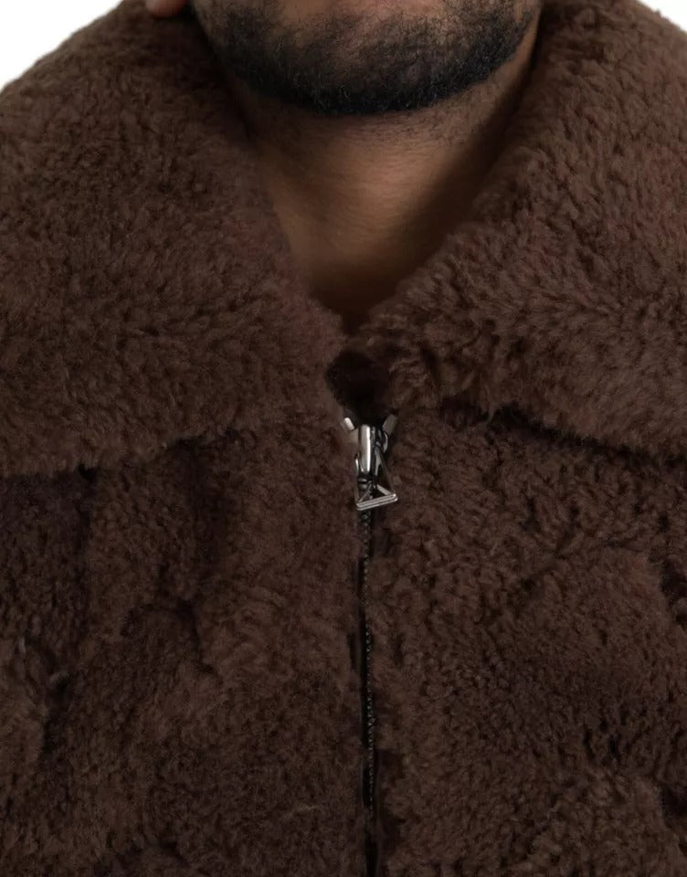 Manteau Veste Bottega Veneta en fourrure marron d'agneau retourné