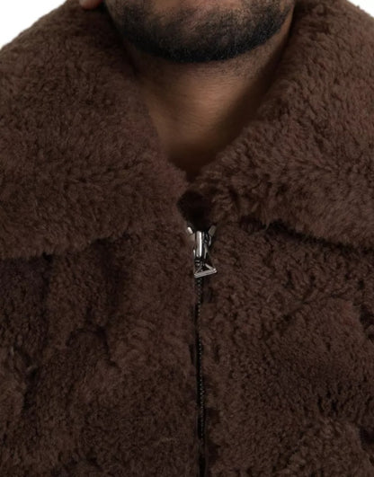 Manteau Veste Bottega Veneta en fourrure marron d'agneau retourné