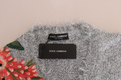 Cardigan Dolce & Gabbana en argent avec applications florales