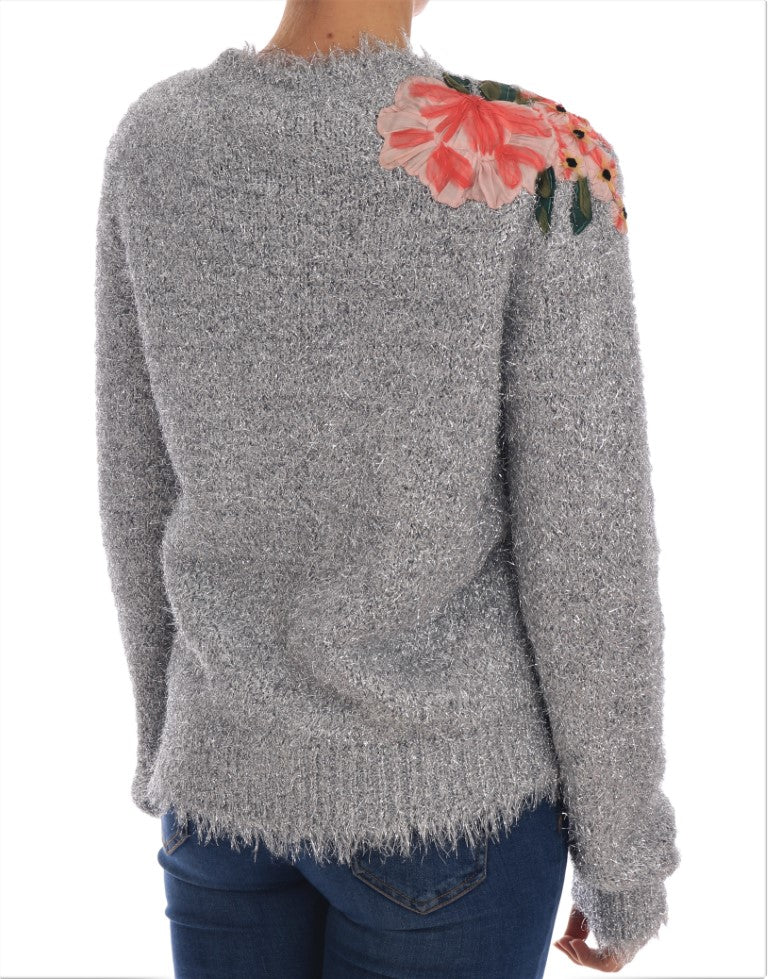 Cardigan Dolce & Gabbana en argent avec applications florales