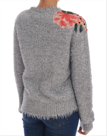 Cardigan Dolce & Gabbana en argent avec applications florales