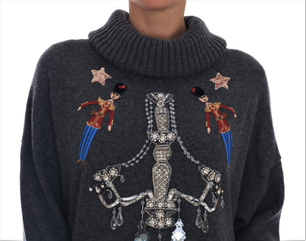 Pull en cachemire gris à cristaux Dolce & Gabbana Fairy Tale