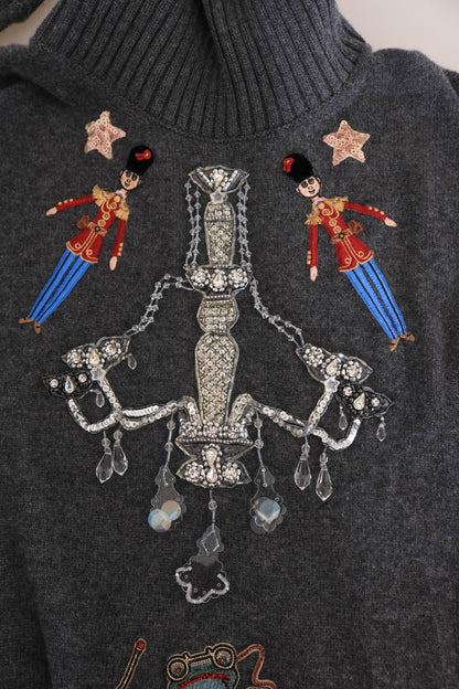 Pull en cachemire gris à cristaux Dolce & Gabbana Fairy Tale