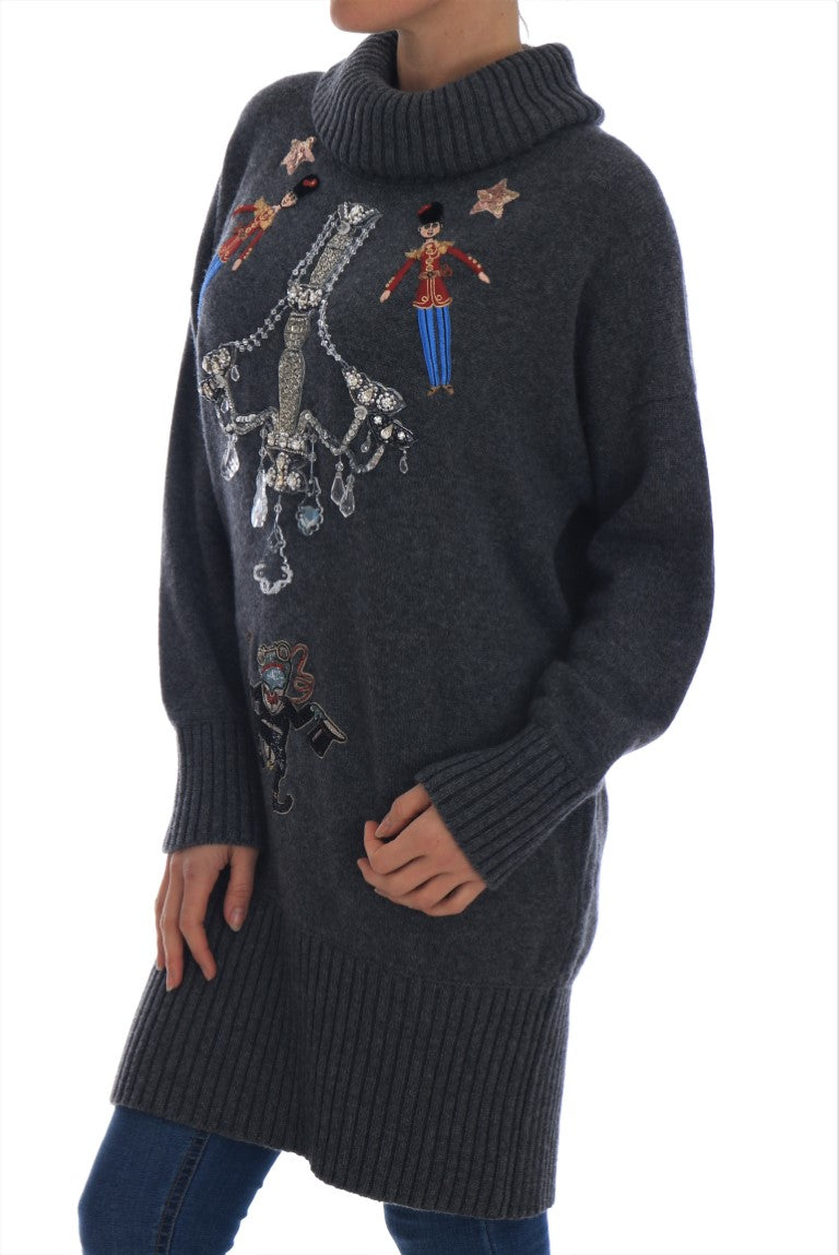 Pull en cachemire gris à cristaux Dolce & Gabbana Fairy Tale