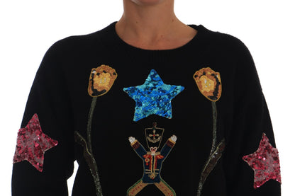 Pull en cachemire noir Dolce & Gabbana Fairy Tale orné de cristaux