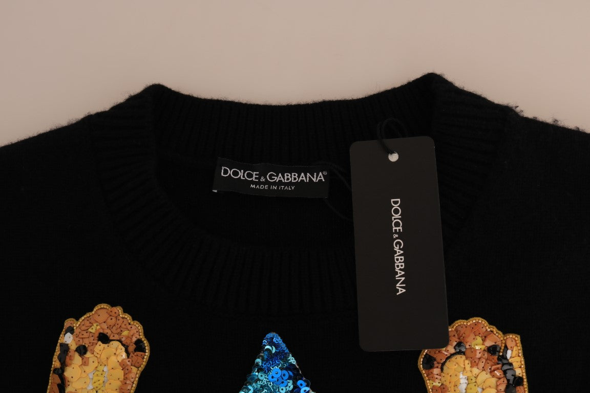 Pull en cachemire noir Dolce & Gabbana Fairy Tale orné de cristaux