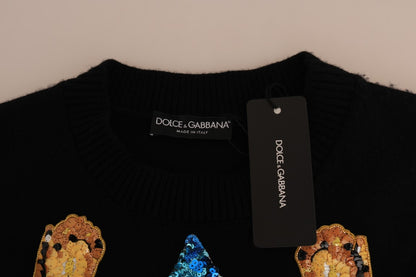 Pull en cachemire noir Dolce & Gabbana Fairy Tale orné de cristaux