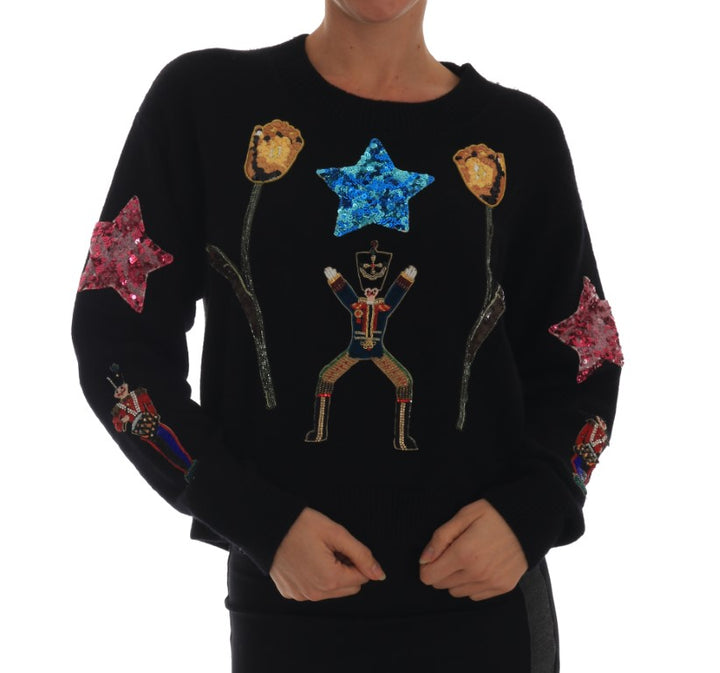 Jersey de cachemira negro con cristales «Cuento de hadas» de Dolce & Gabbana