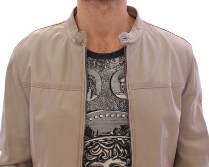 Dolce & Gabbana Blouson de motard en cuir beige