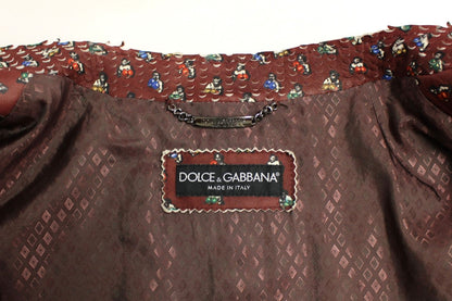 Abrigo de cuero burdeos de Dolce & Gabbana con estampado Boxer