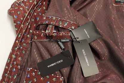 Abrigo de cuero burdeos de Dolce & Gabbana con estampado Boxer